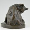 Art Deco bronze sculpture of a cat.