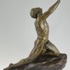 Imploration Art Deco sculpture bronze nu masculin