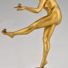 Art deco sculpture en bronze femme nue jongleuse