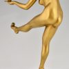 Art Deco bronze sculpture nude dancer juggling with 3 balls