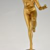 Art deco sculpture en bronze femme nue jongleuse