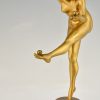 Art deco sculpture en bronze femme nue jongleuse