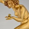 Art deco sculpture en bronze femme nue jongleuse