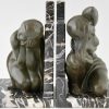 Art Deco bronze bookends with nudes
