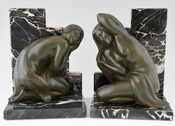 Serre livres Art Deco bronze femmes nues