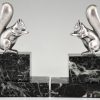 Art Deco silvered bronze squirrel bookends