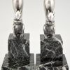 Art Deco silvered bronze squirrel bookends