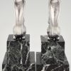 Art Deco silvered bronze squirrel bookends