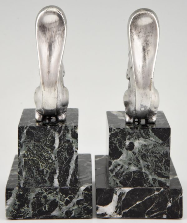 Art Deco silvered bronze squirrel bookends