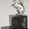 Art Deco silvered bronze squirrel bookends