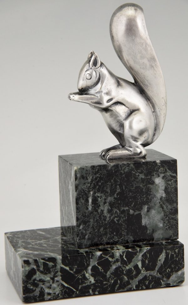 Art Deco silvered bronze squirrel bookends