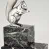 Art Deco silvered bronze squirrel bookends