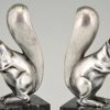 Art Deco silvered bronze squirrel bookends