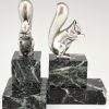 Art Deco silvered bronze squirrel bookends