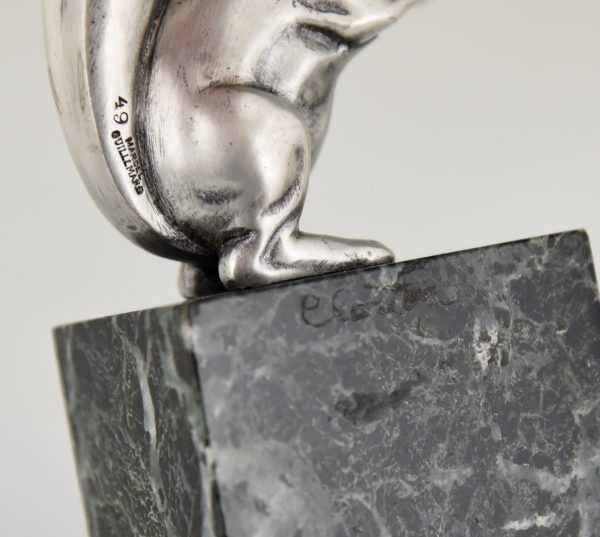 Art Deco silvered bronze squirrel bookends