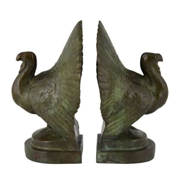 Art Deco bronze turkey bookends