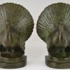 Art Deco bronze turkey bookends