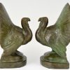 Art Deco bronze turkey bookends