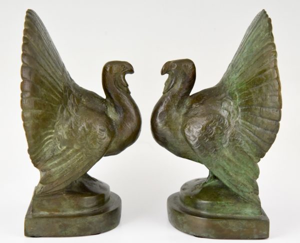 Art Deco bronze turkey bookends