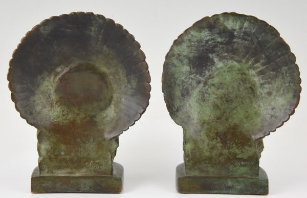 Art Deco bronze turkey bookends