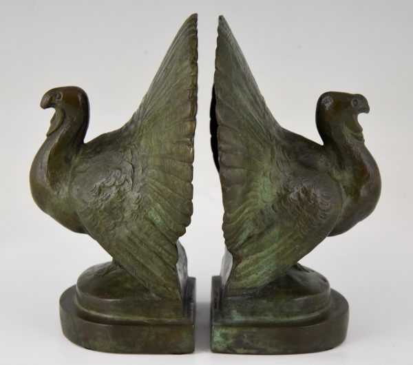 Art Deco bronze turkey bookends