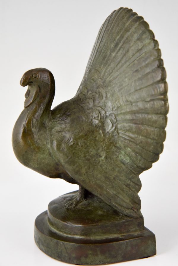 Art Deco Buchstütze Bronze Truthahn