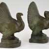 Art Deco bronze turkey bookends