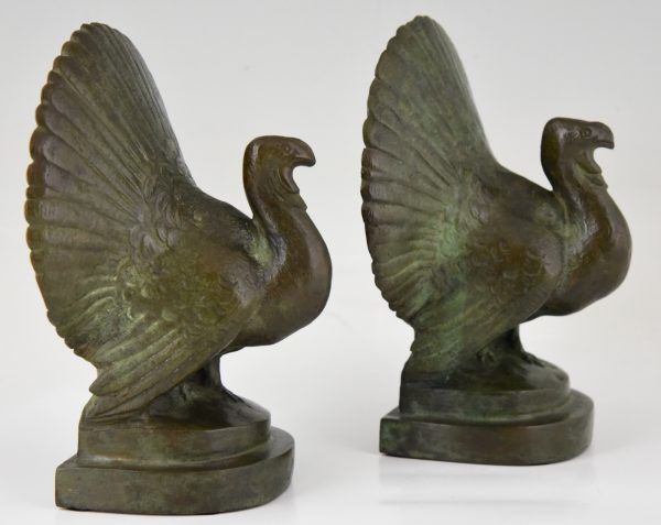 Art Deco bronze turkey bookends