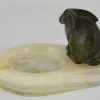 Art Deco tray with bronze rabbit