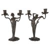 Art Nouveau candelabra with ladies and flowers