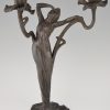 Art Nouveau candelabra with ladies and flowers