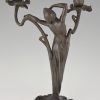 Art Nouveau candelabra with ladies and flowers