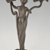Art Nouveau candelabra with ladies and flowers