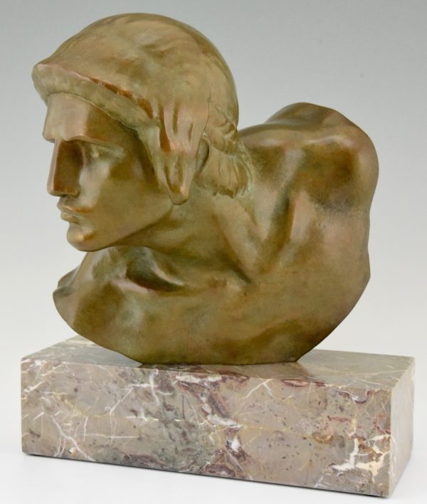 Art Deco bronze bust of Achilles