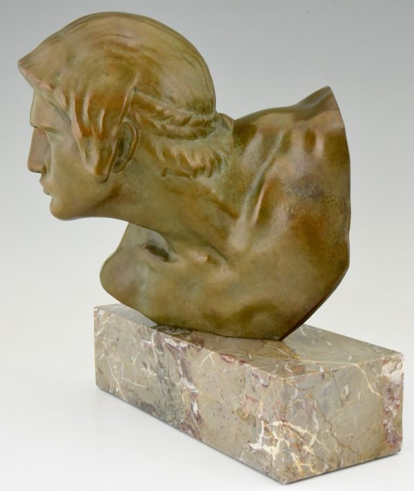 Art Deco bronze bust of Achilles