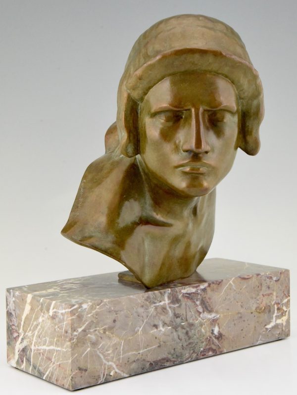 Art Deco bronze bust of Achilles