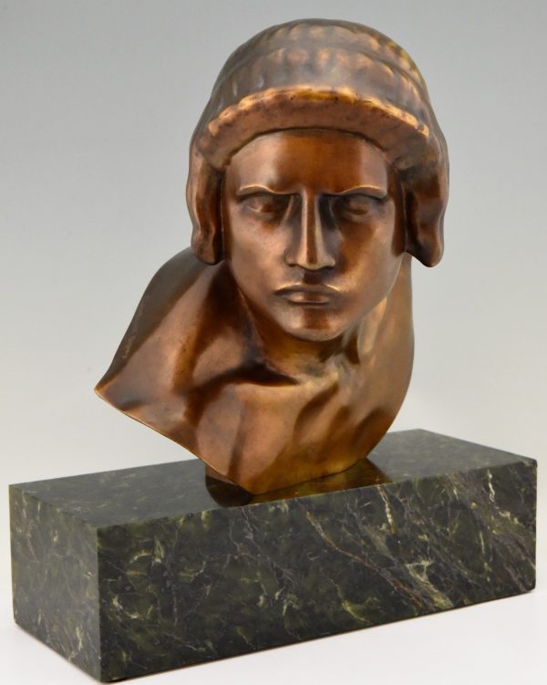 Art Deco bronze bust of Achilles