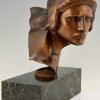 Art Deco bronzen buste Achilles