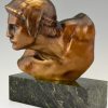 Art Deco bronze bust of Achilles