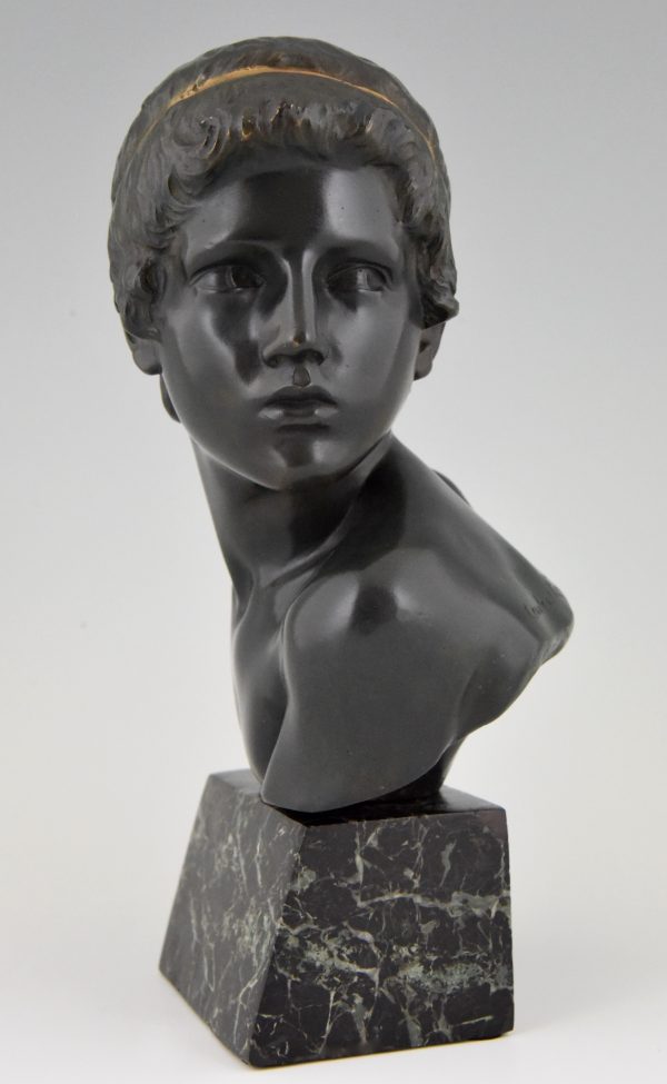 Art Deco buste en bronze jeune Achilles