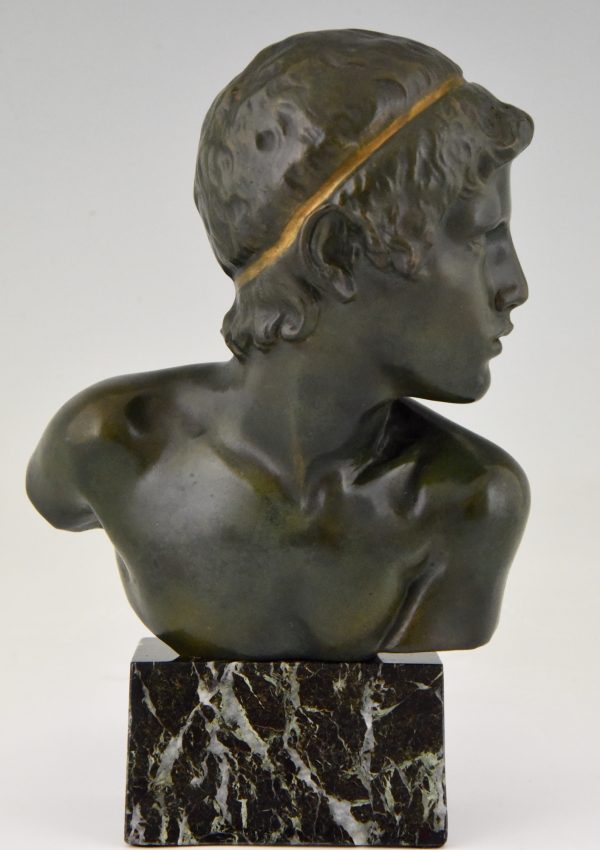 Art Deco bronze bust young boy Achilles