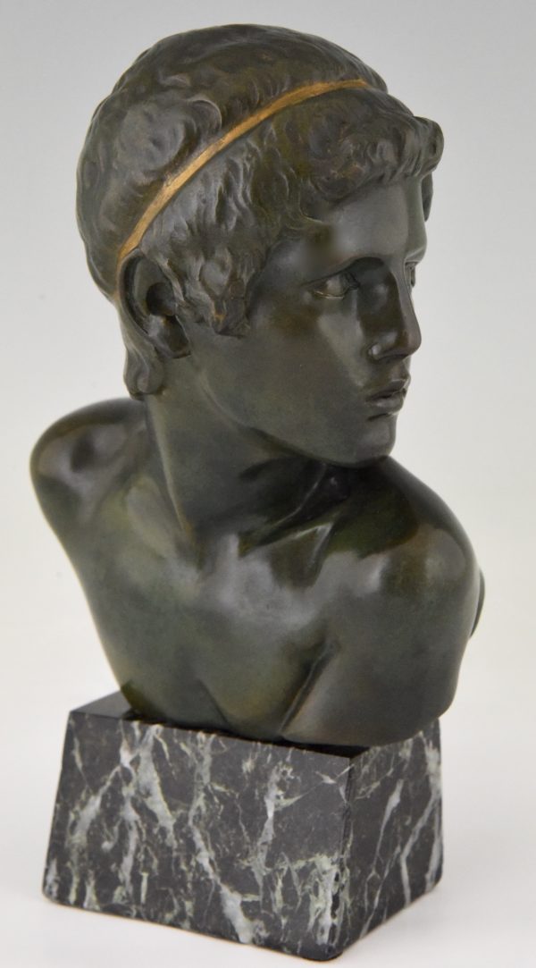 Art Deco Bronze Buste Knaben der junge Achilles