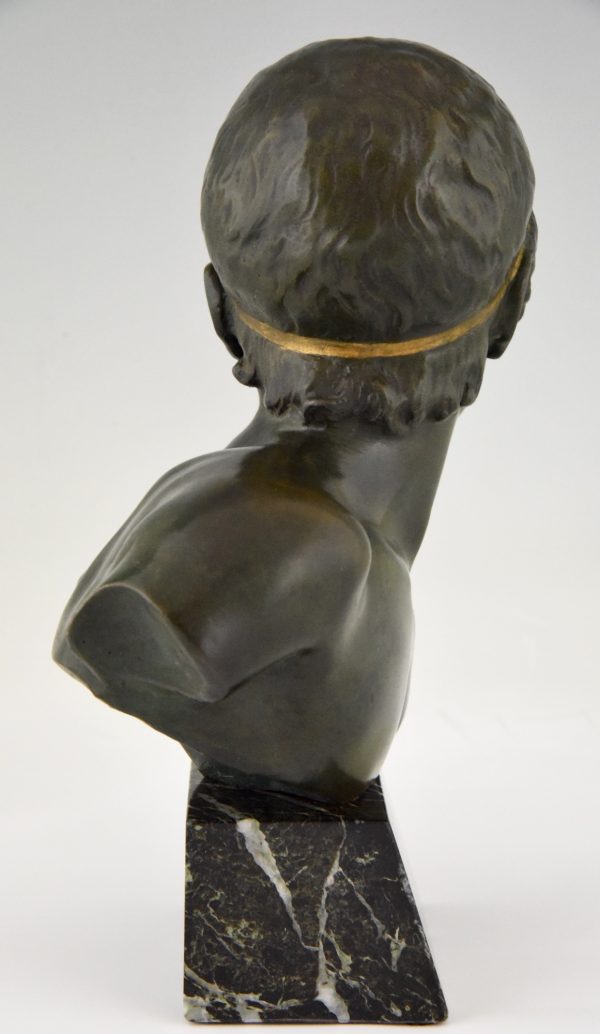 Art Deco bronze bust young boy Achilles