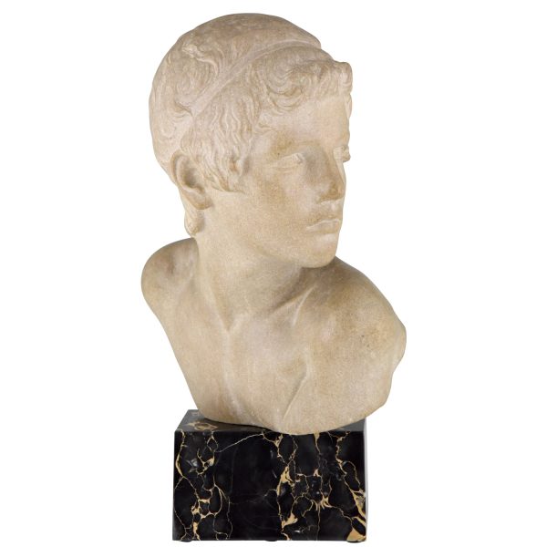 Art Deco marble bust of a boy, the child Achilles