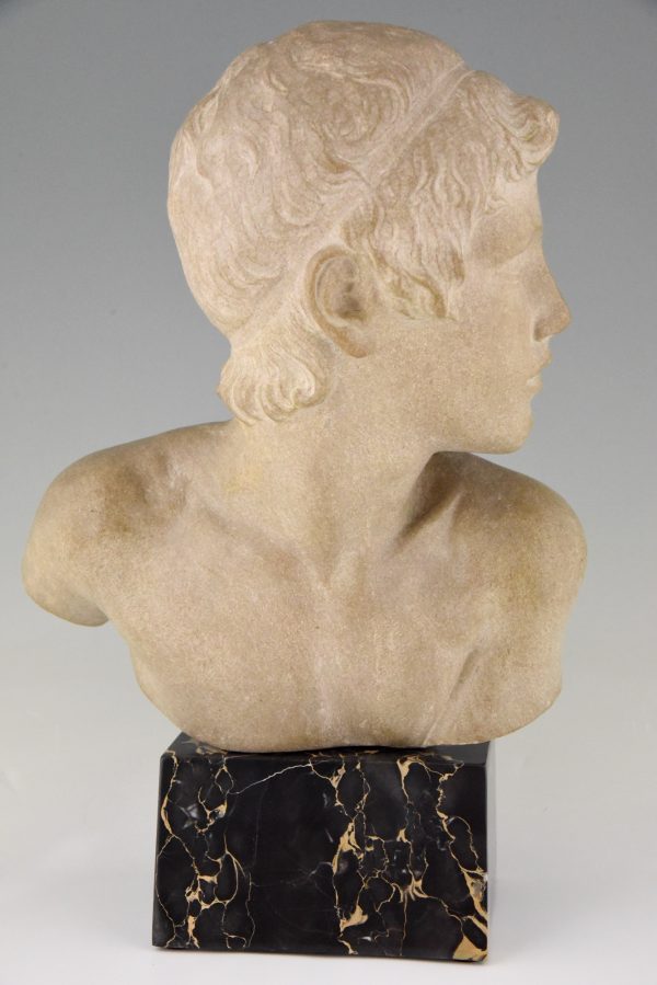 Art Deco marble bust of a boy, the child Achilles