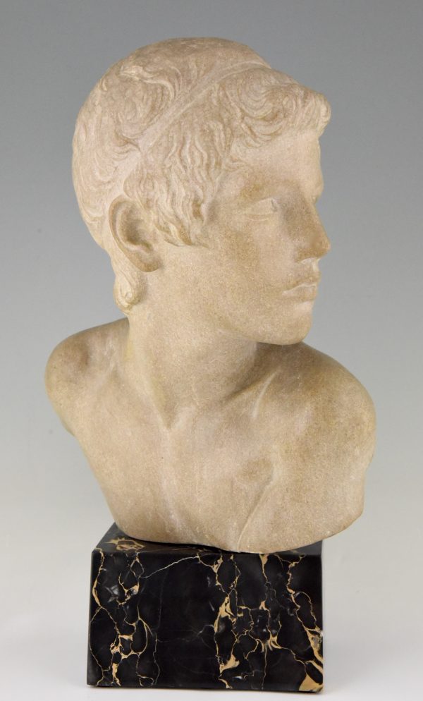 Art Deco marble bust of a boy, the child Achilles