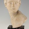 Art Deco marble bust of a boy, the child Achilles