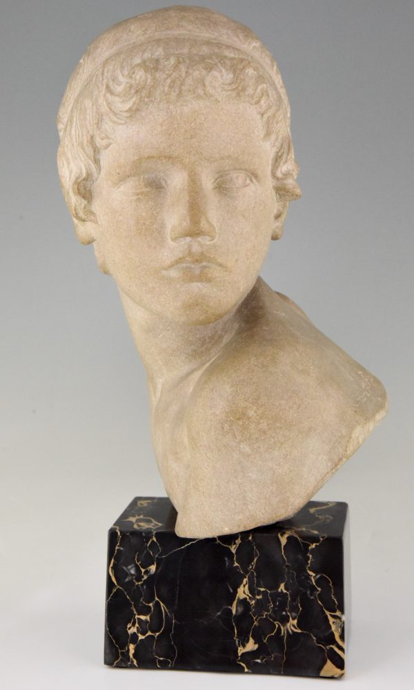 Art Deco marble bust of a boy, the child Achilles