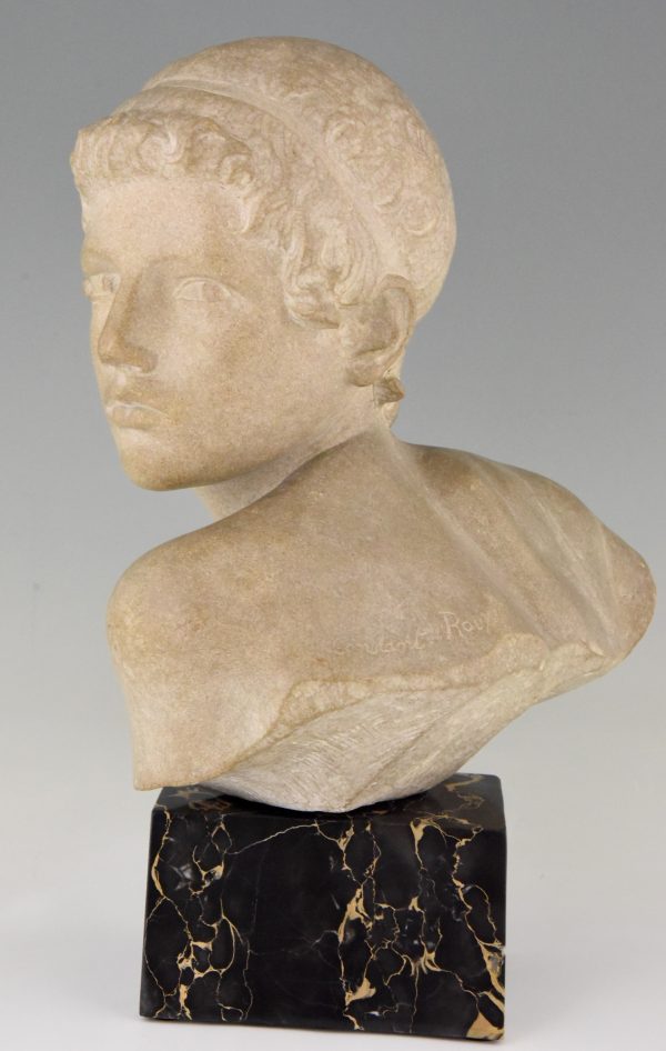 Art Deco marble bust of a boy, the child Achilles