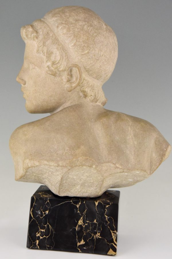 Art Deco marble bust of a boy, the child Achilles